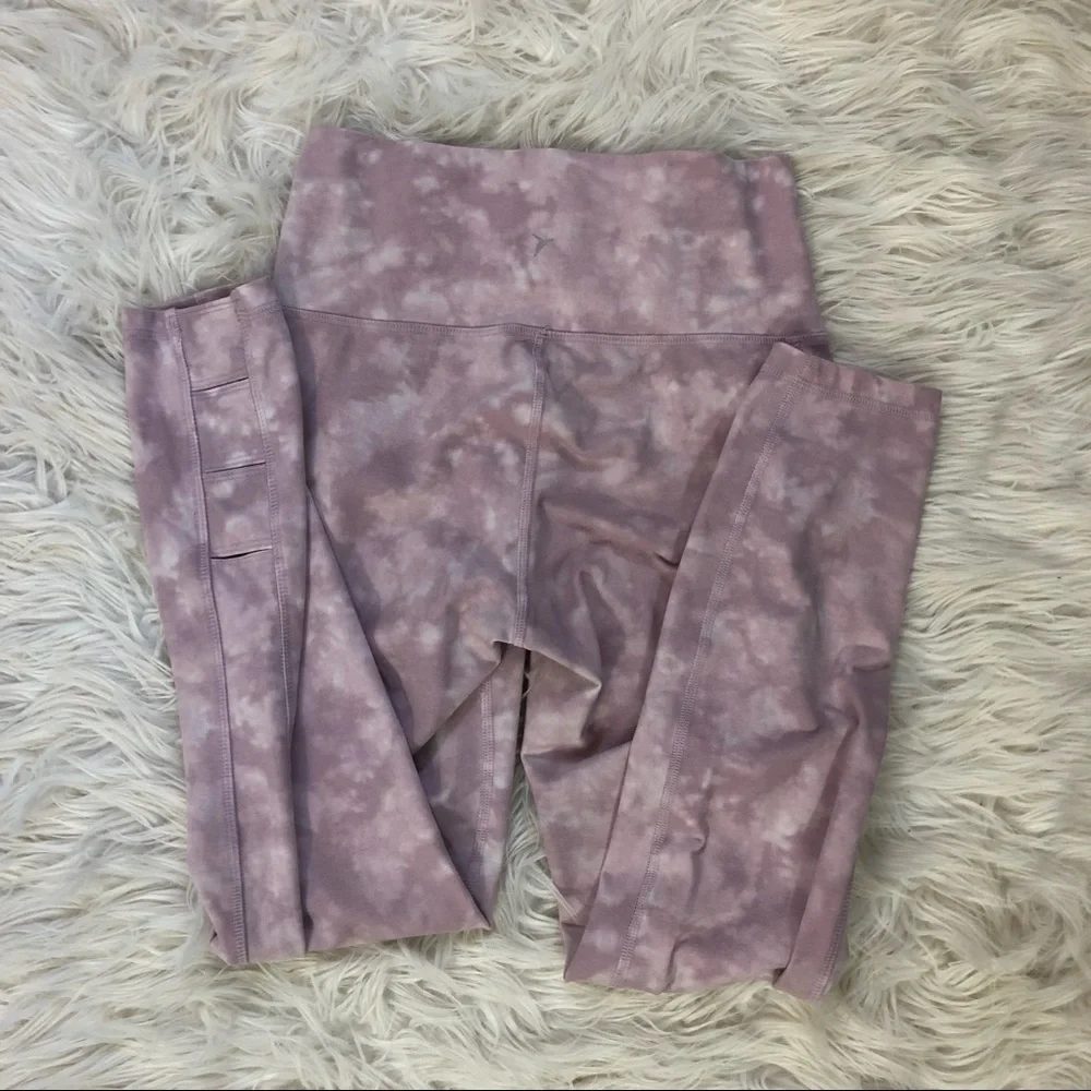 ☁️ Old Nay Active Pink Tie Dye Workout Leggings with Lattice Ankle Detail - Picture 3 of 7